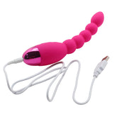 Rechargeable anal beads vibrator with multiple beads for pleasurable stimulation